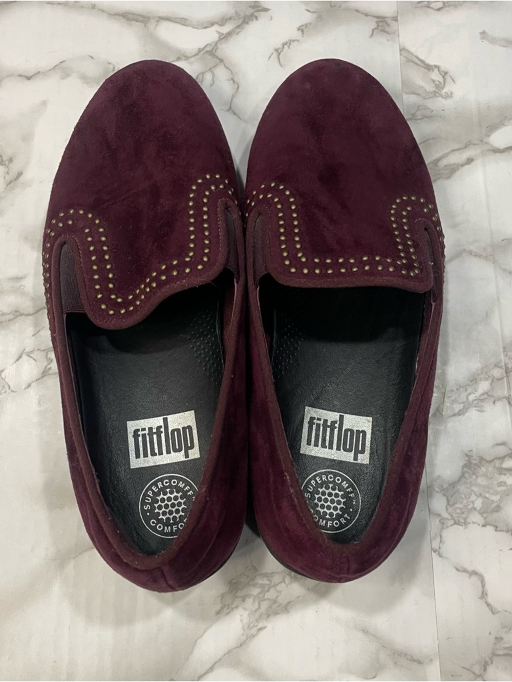 Fitflop Superskate Suede Loafers in Burgundy